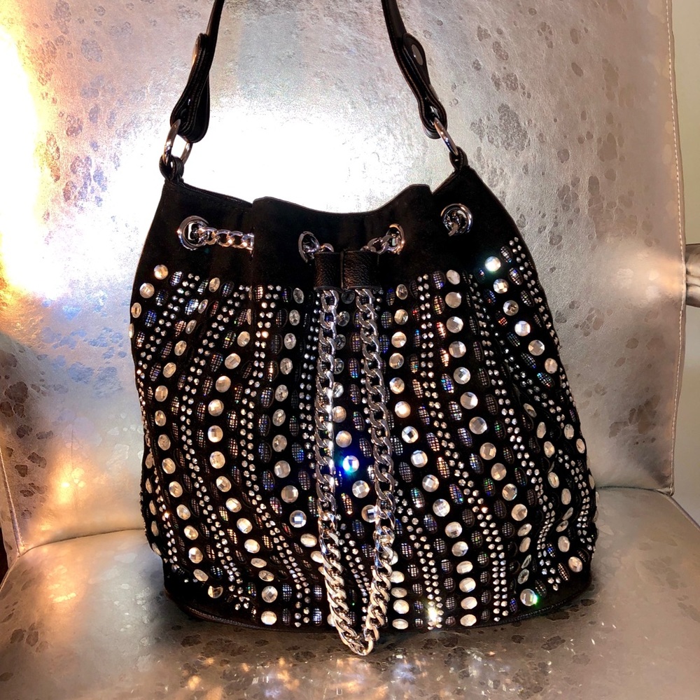 Crystal Shoulder Bag Black Iridescent Rainbow NWT